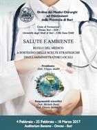 CORSO DI FORMAZIONE SALUTE E AMBIENTE RUOLO DEL MEDICO A SOSTEGNO  DELLE SCELTE STRATEGICHE DEGLI AMMINISTRATORI LOCALI